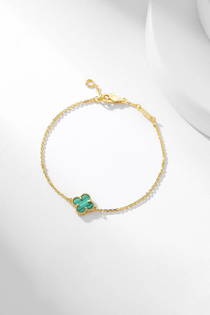 [Elitejewels]CLOVER BRACELET MALACHITE 1 MOTIF