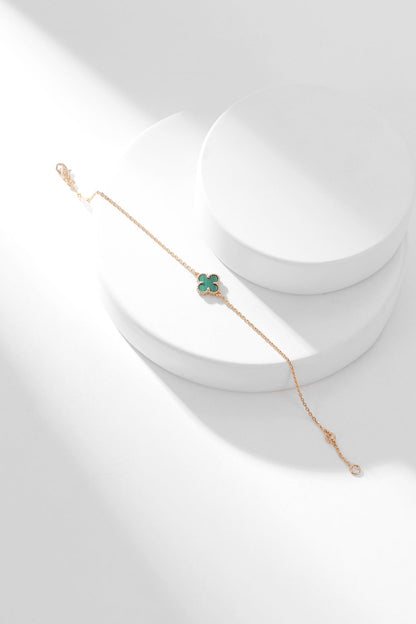 [Elitejewels]CLOVER BRACELET MALACHITE 1 MOTIF