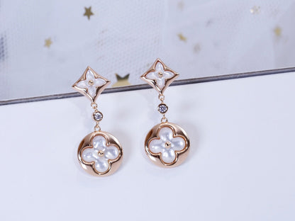 [Elitejewels]STAR AND SUN PINK GOLD MOP DROP EARRINGS