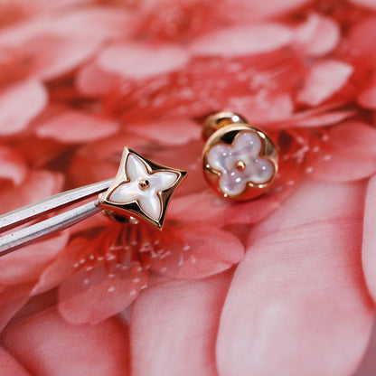 [Elitejewels]STAR AND SUN PINK GOLD MOP STUD EARRINGS