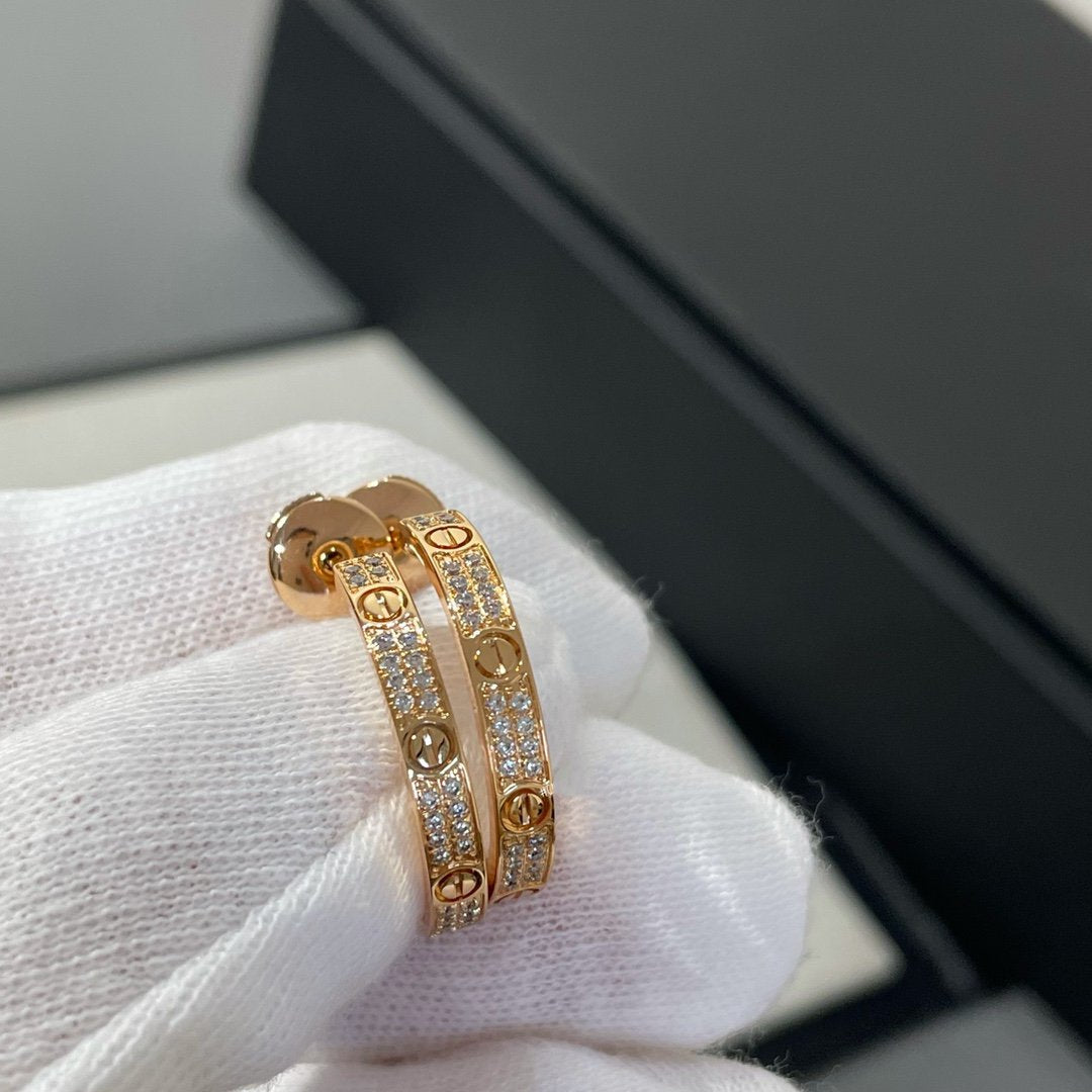 [Elitejewels]LOVE DIAMOND PINK GOLD HOOP EARRINGS