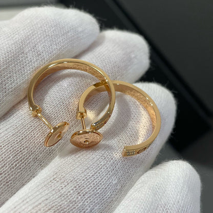 [Elitejewels]LOVE DIAMOND PINK GOLD HOOP EARRINGS