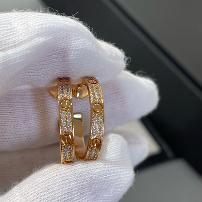 [Elitejewels]LOVE DIAMOND PINK GOLD HOOP EARRINGS