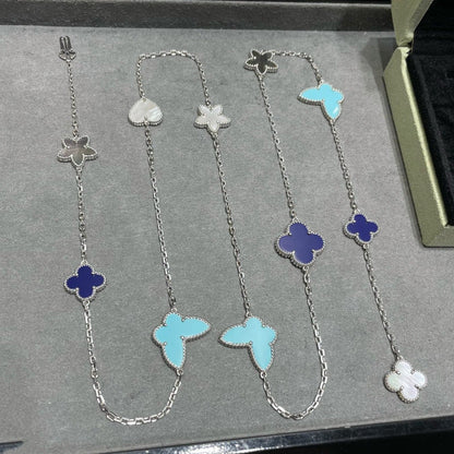 [Elitejewels]LUCKY CLOVER SILVER 11 MOTIF NECKLACE