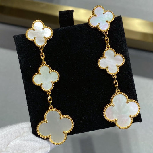 [Elitejewels]CLOVER MOP 3 MOTIFS GOLD EARRINGS