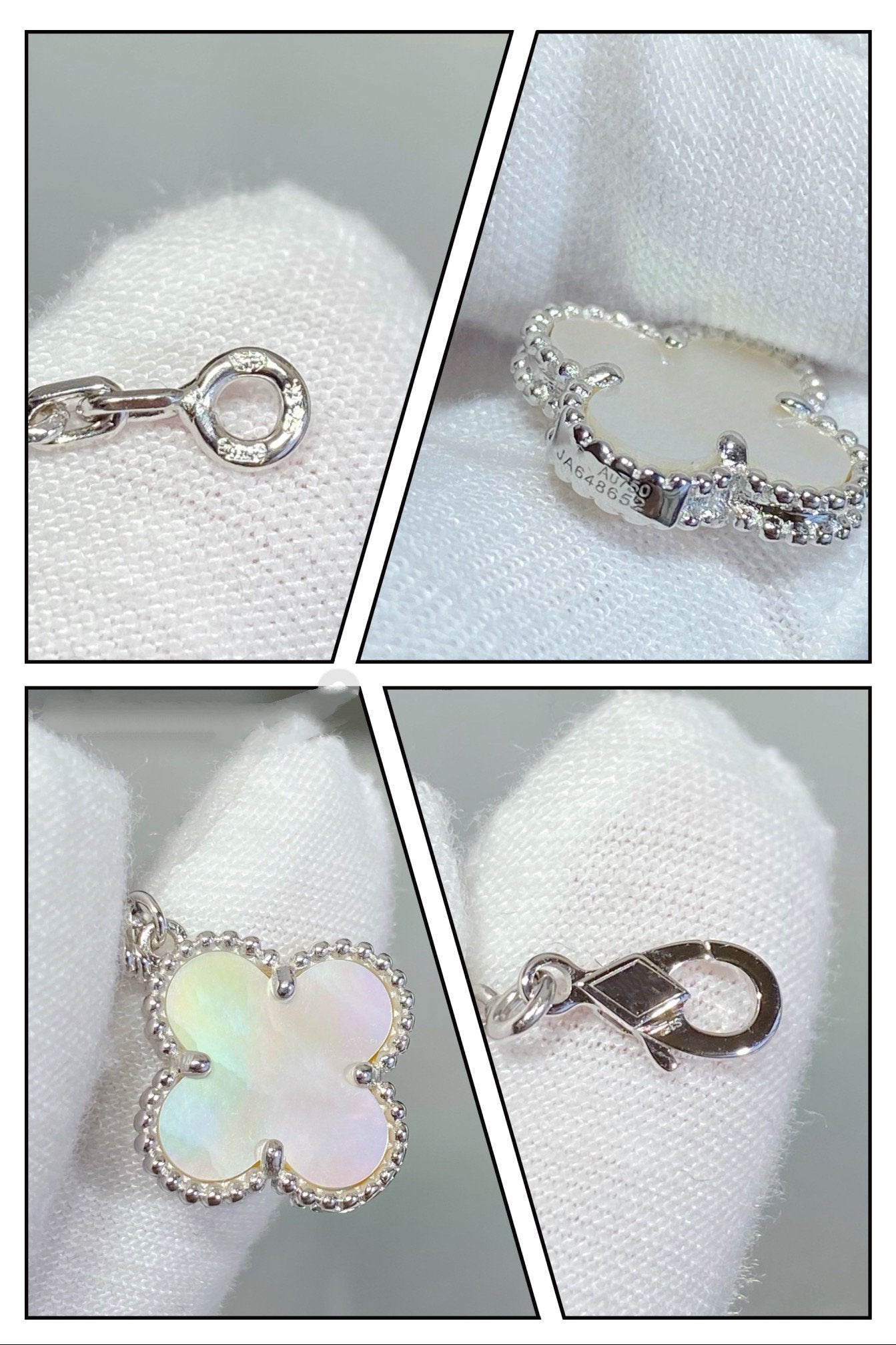 [Elitejewels]CLOVER 5 MOTIF WHITE MOP SILVER BRACELET