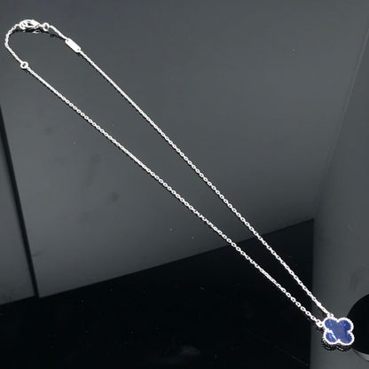 [Elitejewels]CLOVER PIETERSITE SILVER LONG NECKLACE