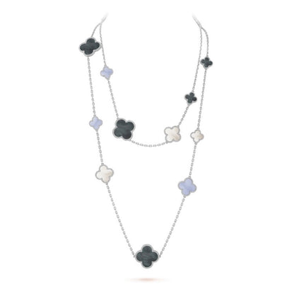 [Elitejewels] KLEEBLATT 16 MOTIV CHALCEDON MOP SILBER HALSKETTE