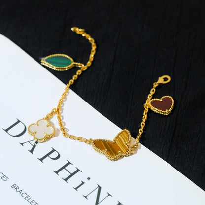 [Elitejewels]LUCKY SPRING 5 MOTIF GOLD BRACELET