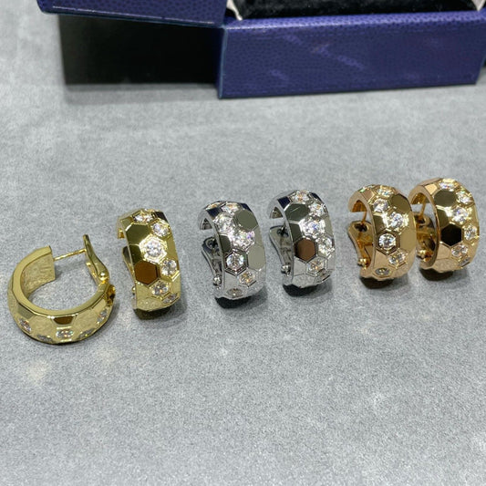 [Elitejewels]BEE LOVE DIAMOND HOOP EARRINGS