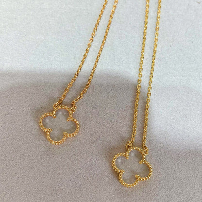 [Elitejewels]CLOVER ROCK CRYSTAL ROSE GOLD NECKLACE