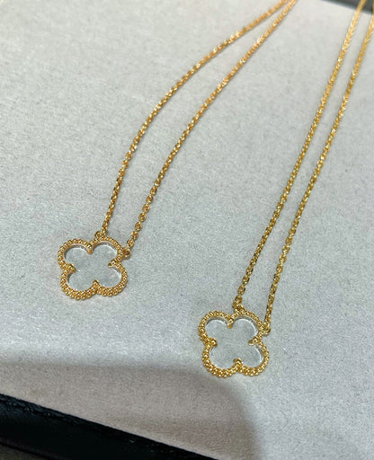 [Elitejewels]CLOVER ROCK CRYSTAL ROSE GOLD NECKLACE