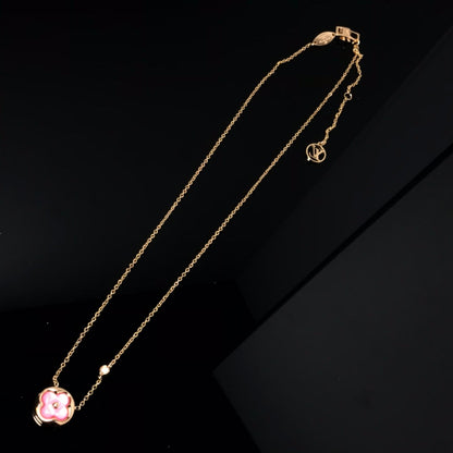 [Elitejewels]カラーブロッサムピンクモップサンゴールドネックレス