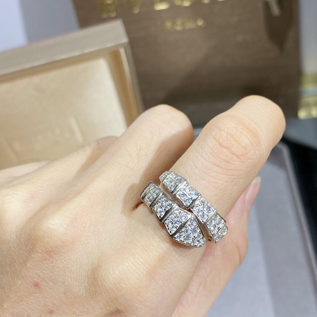 [Elitejewels]SERPENTI RING SILVER DIAMOND PAVED