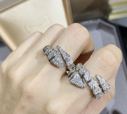 [Elitejewels]SERPENTI LARGE RING SILVER DIAMOND PAVED