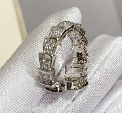 [Elitejewels]SERPENTI LARGE RING SILVER DIAMOND PAVED