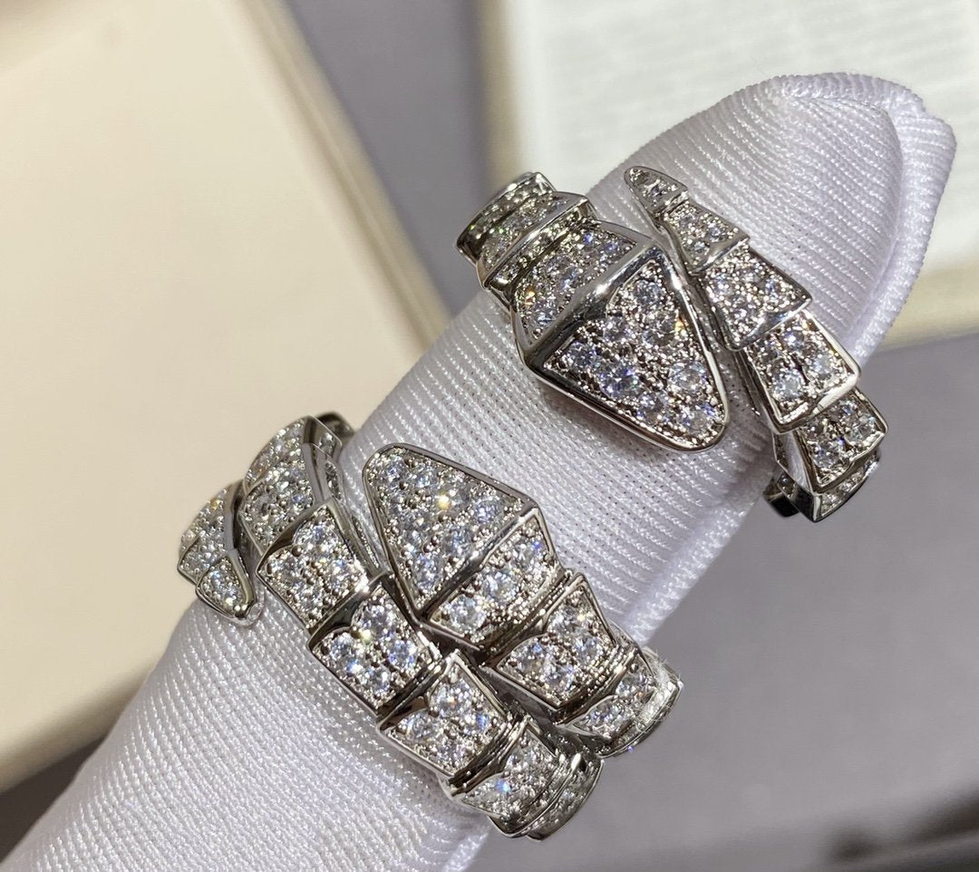 [Elitejewels]SERPENTI LARGE RING SILVER DIAMOND PAVED