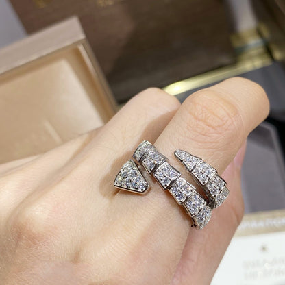 [Elitejewels]SERPENTI DOUBLE RING SILVER DIAMOND PAVED