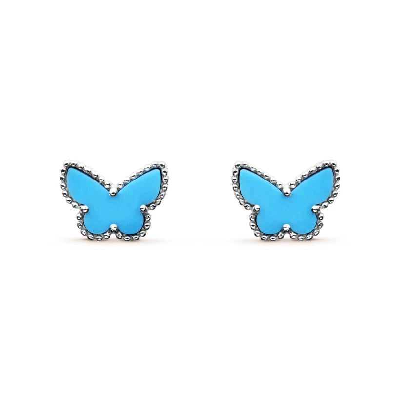 [Elitejewels]BUTTERFLY TURQUOISE EARRINGS SILVER