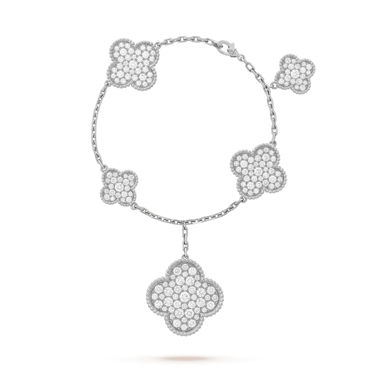 [Elitejewels]CLOVER 6 MOTIFS SILVER DIAMOND BRACELET