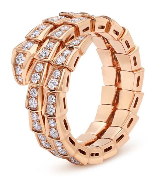 [Elitejewels]SERPENTI RING ROTGOLD DIAMANT DOPPELREIHIG