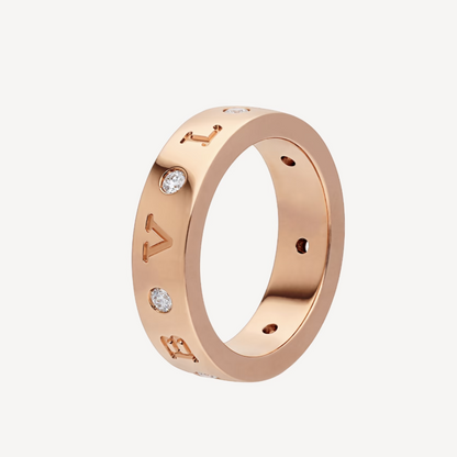 [Elitejewels]ZERO 1 ESSENTIAL PINK GOLD BAND WITH DIAMONDS RING