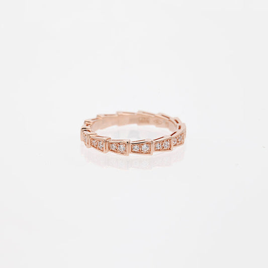 [Elitejewels]SERPENTI RING PINK GOLD DIAMOND PAVED 3MM