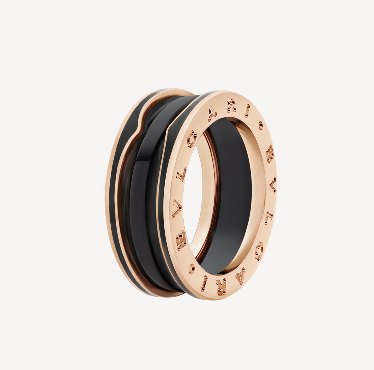 [Elitejewels]ZERO 1 TWO-BAND WITH MATTE BLACK CERAMIC PINK GOLD RING