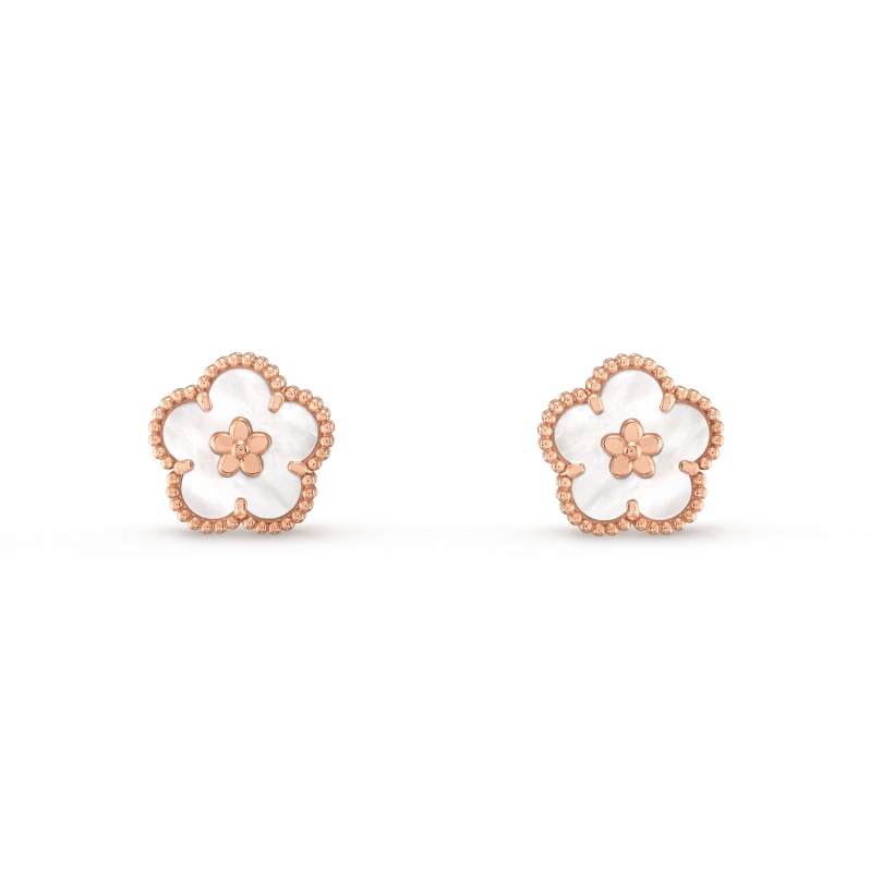 [Elitejewels]LUCKY PINK GOLD WHITE MOP EARRINGS