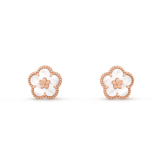 [Elitejewels]LUCKY PINK GOLD WHITE MOP EARRINGS