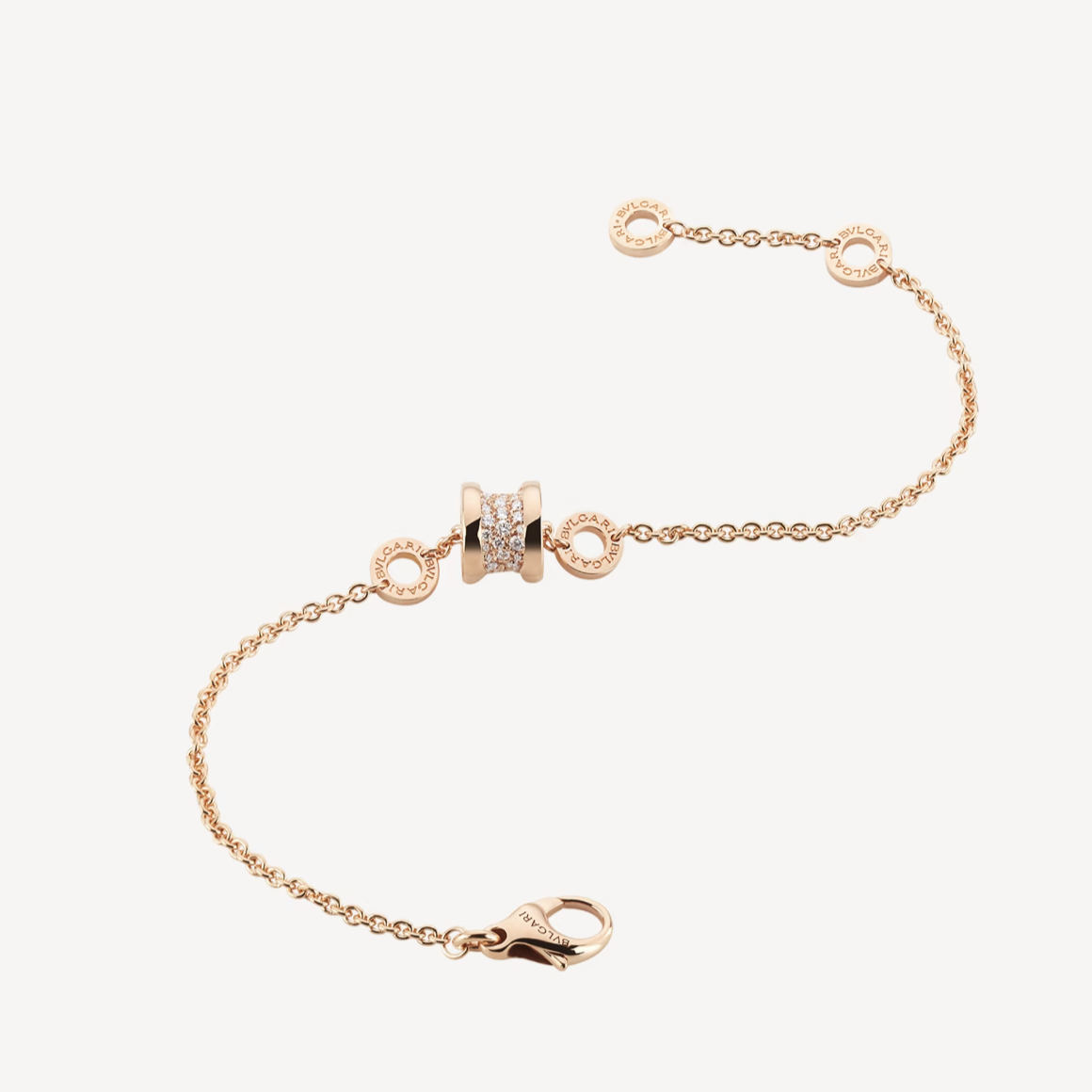 [Elitejewels]ZERO 1 SOFT PINK GOLD MIT PAVING DIAMANTEN AUF DEM SPIRAL ARMBAND