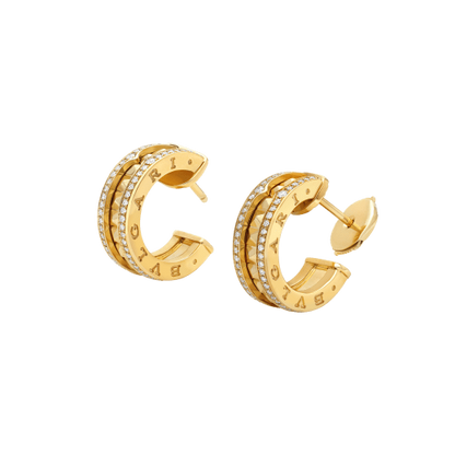 [Elitejewels]ZERO 1 ROCK GOLD EARRINGS WITH STUDDED SPIRAL AND PAVED DIAMONDS