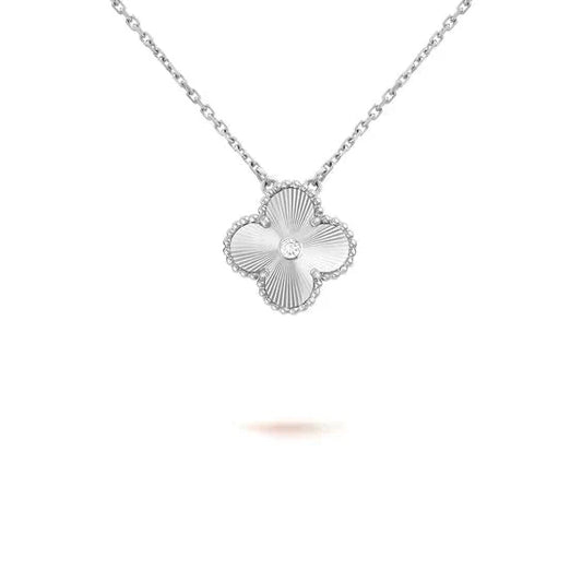 [Elitejewels]CLOVER 15MM DIAMANT LASER HALSKETTE SILBER