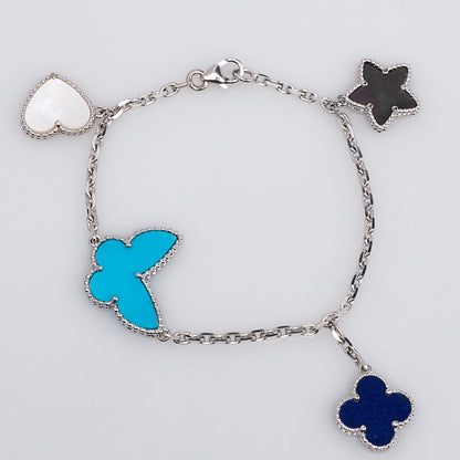 [Elitejewels]LUCKY SPRING SILVER BRACELET 4 MOTIF