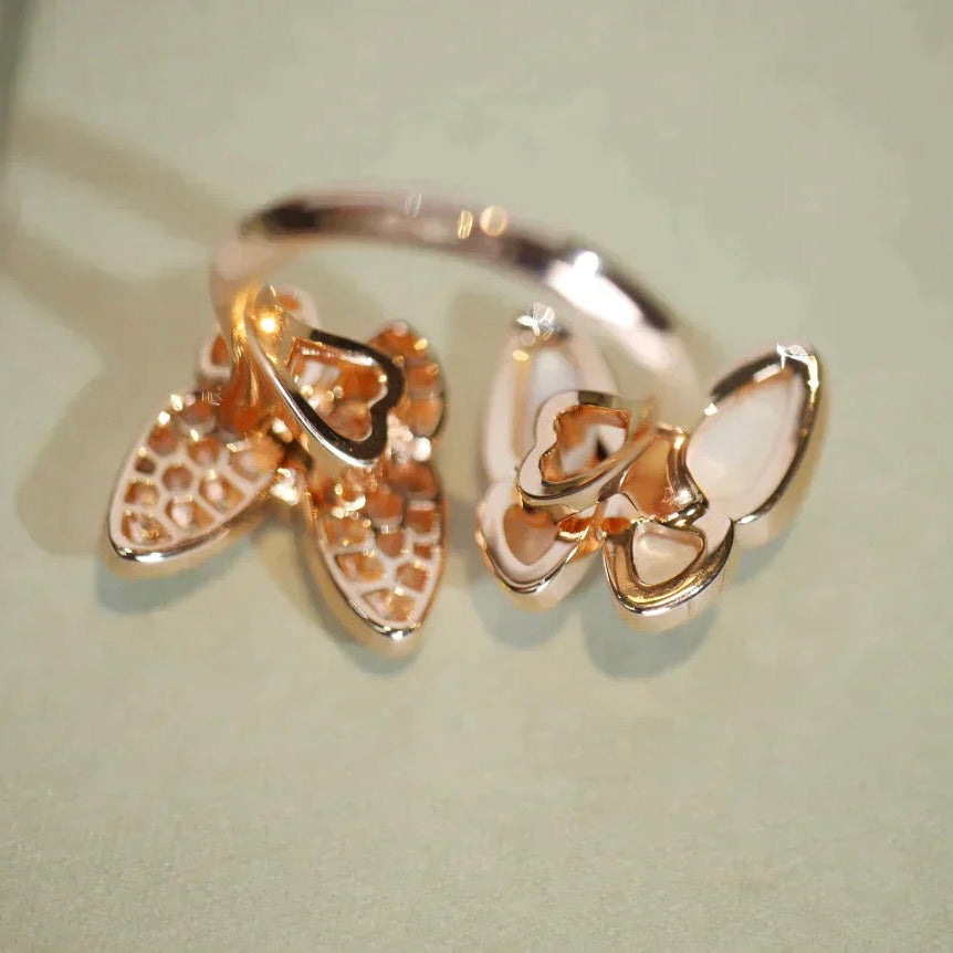 [Elitejewels]TWIN BUTTERFLY DIAMOND MOP RING