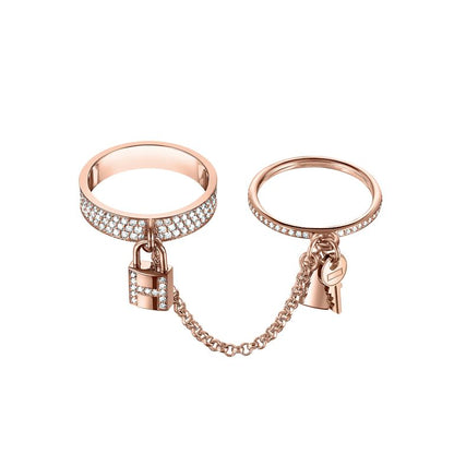 [Elitejewels]HM KELLY CLOCHETTE DOUBLE RING IN  WITH DIAMONDS