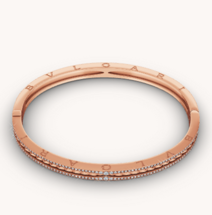 [Elitejewels]ZERO 1 SPIRAL AND PAVED DIAMOND PINK GOLD BRACELET