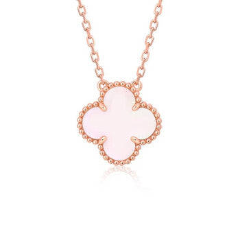 [Elitejewels]CLOVER 15MM PINK MOTHER-OF-PEARL SINGLE FLOWER NECKLACE