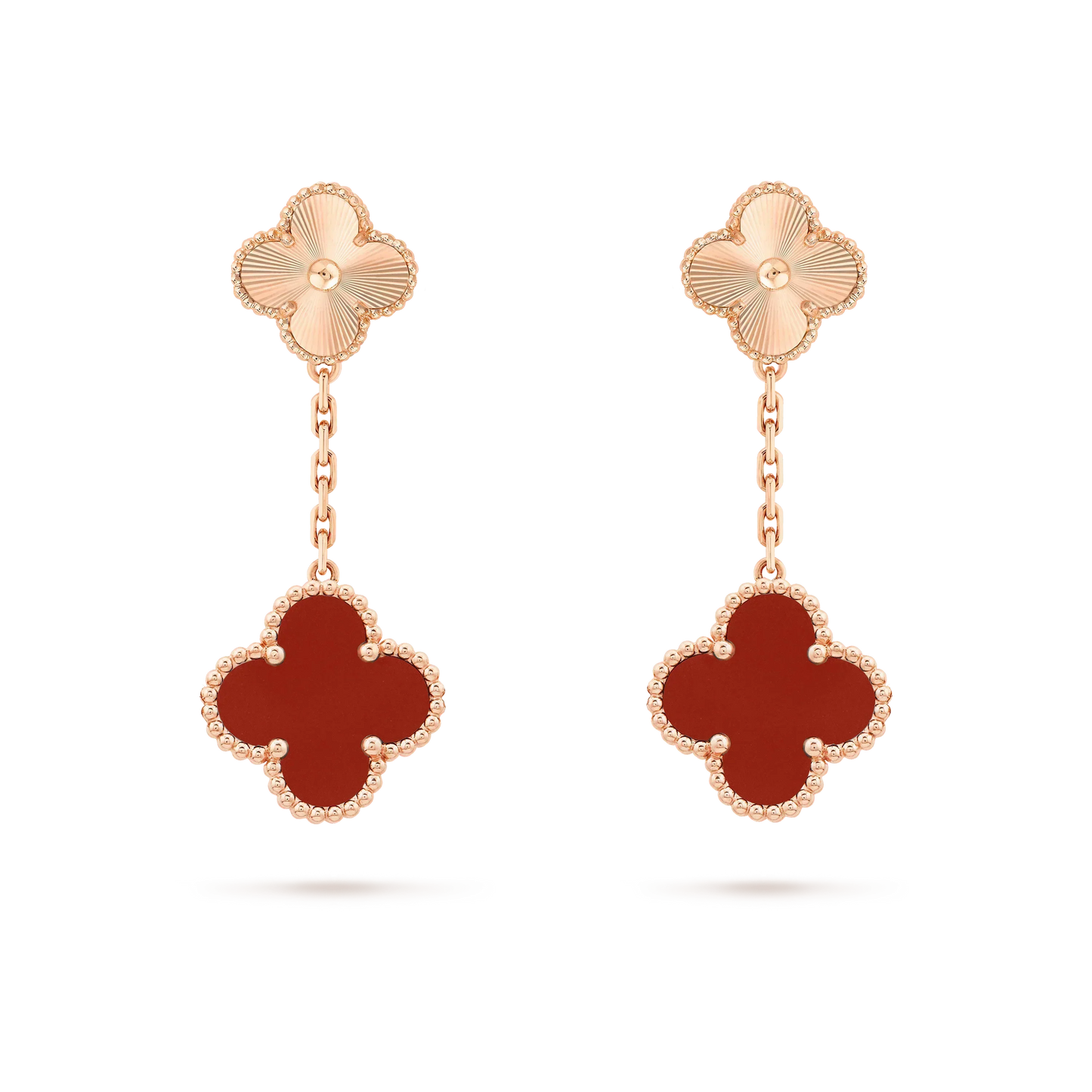 [Elitejewels]CLOVER 2 MOTIF  LASER CARNELIAN EARRINGS