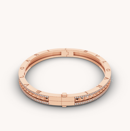 [Elitejewels]ZERO 1 SPIRAL AND PAVED DIAMOND PINK GOLD BRACELET