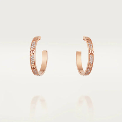 [Elitejewels]LOVE DIAMOND PINK GOLD HOOP EARRINGS