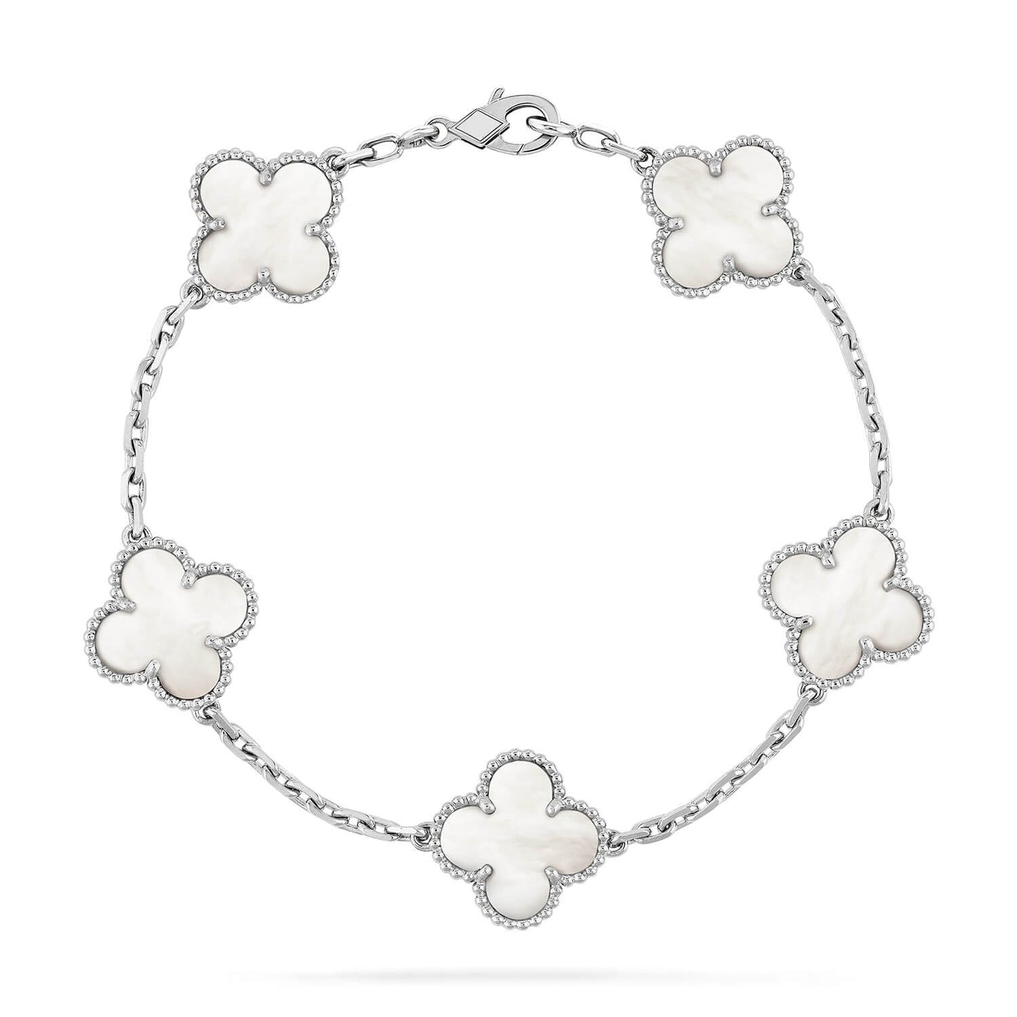 [Elitejewels]CLOVER SILVER MOP 5 MOTIF BRACELET