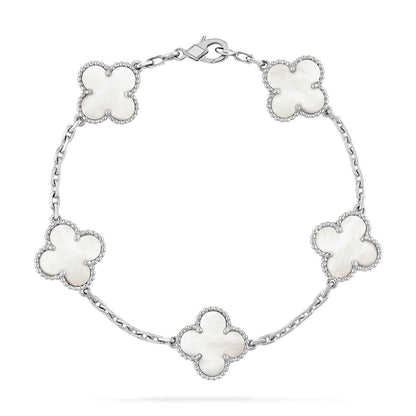 [Elitejewels]CLOVER SILVER MOP 5 MOTIF BRACELET