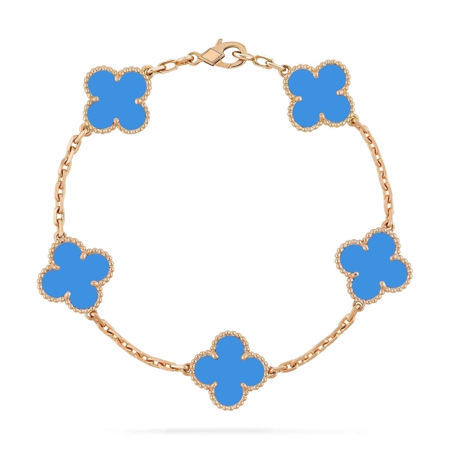 [Elitejewels]CLOVER 5 MOTIFS BLUE AGATE BRACELET