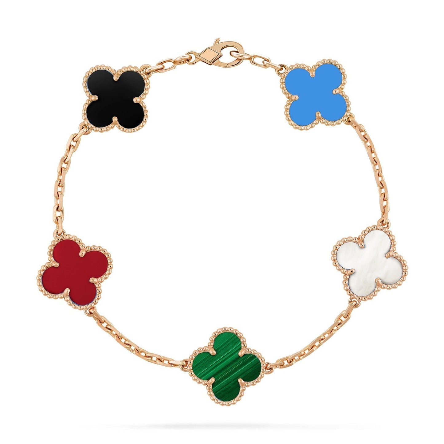 [Elitejewels]CLOVER 5 MOTIFS MULTICOLOR  BRACELET