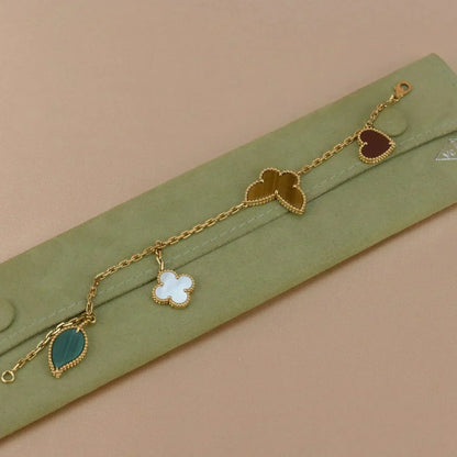 [Elitejewels]LUCKY SPRING 5 MOTIF GOLD BRACELET