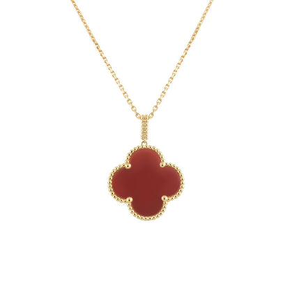 [Elitejewels]CLOVER 25MM NECKLACE GOLD CARNELIAN