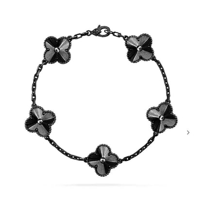 [Elitejewels]CLOVER 5 MOTIF BLACK BRACELET