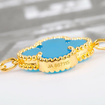 [Elitejewels]CLOVER 5 MOTIFS TURQUOISE BRACELET