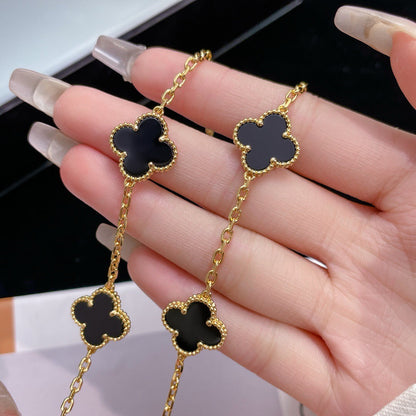 [Lucky Star]CLOVER 10 MOTIFS ONYX NECKLACE